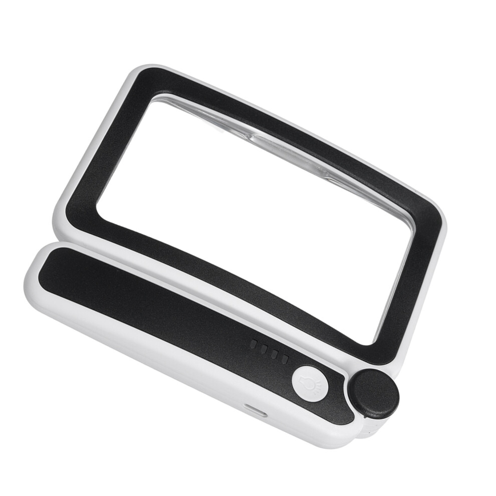 Grey 4X Handheld Led Magnifier For Reading, 108X63mm,
