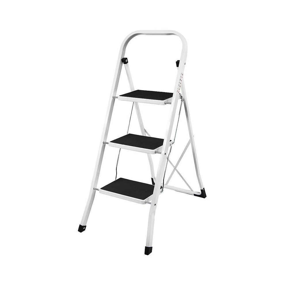 (3 Step Ladder ) 1 2 3 Step Ladder Folding Portable Compact Heavy Duty Iron Anti-Slip Mat Stool 8011452220948