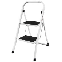 (2 Step Ladder ) 1 2 3 Step Ladder Folding Portable Compact Heavy Duty Iron Anti-Slip Mat Stool