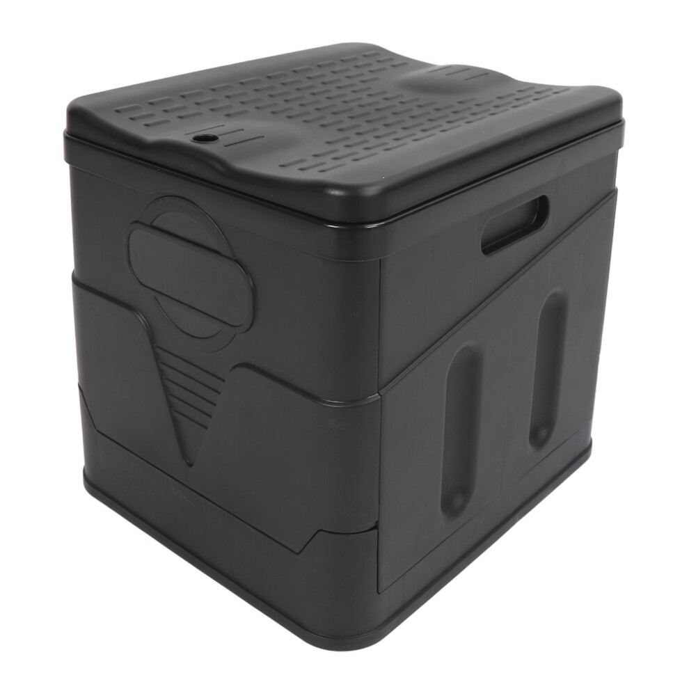 Black Portable Foldable Car Toilet With Lid, Durable Pp Material
