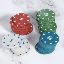 100 Stück Pokerchips-Kartenset mit Tragekoffer, 4cm Kunststoffchips