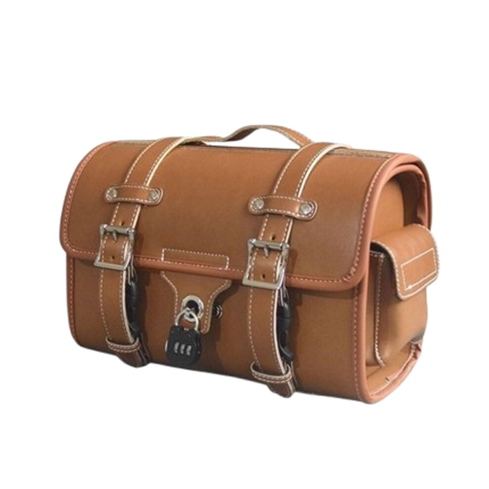 Motorcycle Saddle Tail Bags Waterproof PU Leather Vintage Saddlebags 12 Inch Tool Carry Pouch Brown Large Capacity-image-OPC-PKF82S5-NEW
