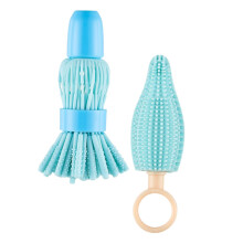 2Pcs Hand Shaking Bottle Brush Set for Deep Cleaning Baby Bottles and Pacifiers, Heat Resistant Soft Travel Brushes for Moms