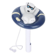 floating Pool Thermometer Tube Temperature Gauge Cartoon Polar Bear Shape with Chain for Swimming Pool Spa Hot Tub Pond
