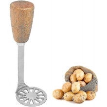 Small Masher, Stainless Steel Wooden Handle Potato Masher Masher1pcs