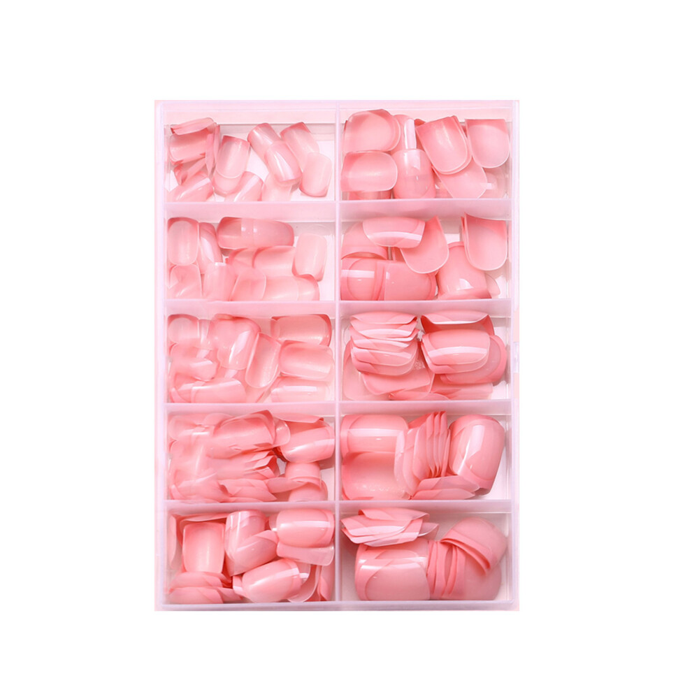 120Pcs French False Nails Short Square Stick on Nail Fashion