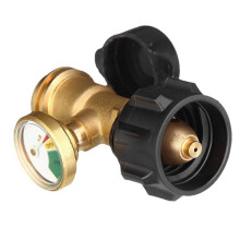 Propane Tanks Adapter Brass Connector with Fluorescent Gauge for