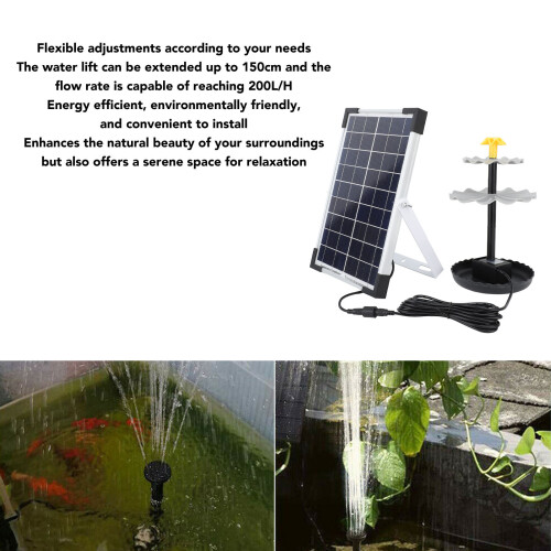 Solarpumpe-Set Hubhöhe 150 cm 200 L/h ABS Garten 2