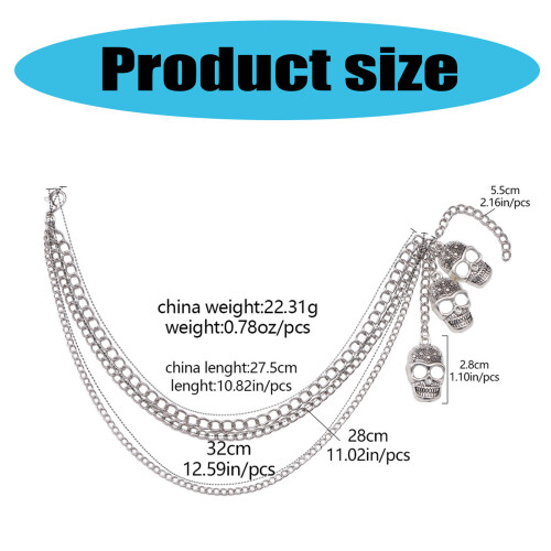 Skull Shoe Charm Shoe Chain Decorative Boots Accessory for 2