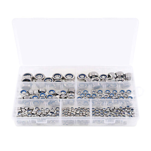 250Pcs Stainless Steel Lock Nut Locknuts Assortment Kits