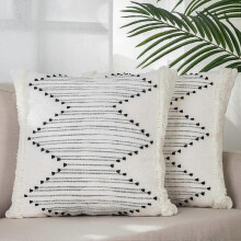 Throw Pillow Covers Black and Cream White Pillow Covers 20x20 Set of 2 Modern Farmhouse Decorative Pillow Covers for Couch, Accent Pillow