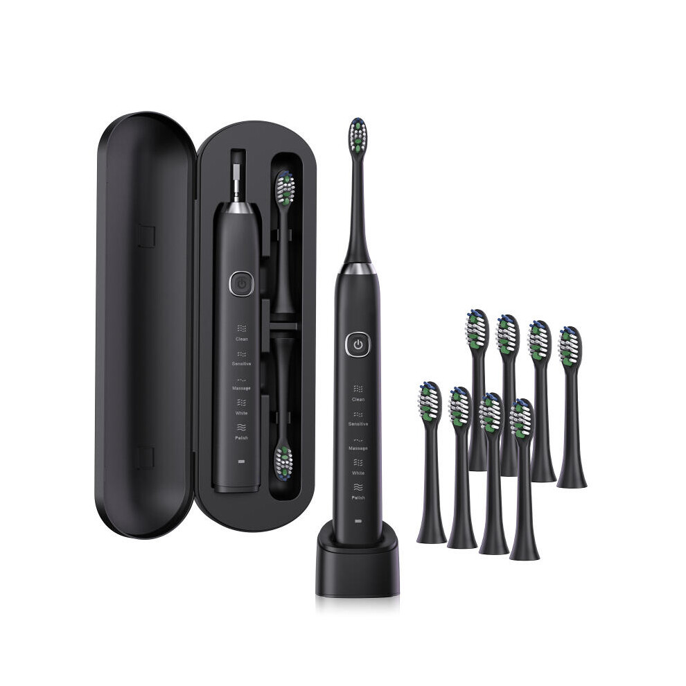 S100 White 8 HeadsS100 Sonic Electric Toothbrush - USB Rechargeable Waterproof with 8 Brush Head-image-OPC-PKF8DRQ-NEW