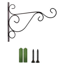 Indoor And Outdoor Wall Mounted Flower Pot Hanger Metal Hook, Black