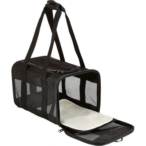 Pet bag, soft side panel, black 1