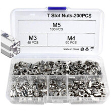 200pcs T-slot Nut M3 M4 M5 T Slot Nut Kit Hammer Head Nut for European Standard 20 Series Aluminum Profile T-nut Sliding