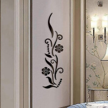 3D Flower Mirror Wall Sticker for Bedroom Living Room Sofa Backdrop Tv Wall Background, 3D Removable Acrylic Wall Decor Decal Sticker  (Black)