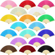 18 Pieces 18 Colors Handheld Fans Cloth Hand Fans Bamboo Folding Fans for Wedding Decoration