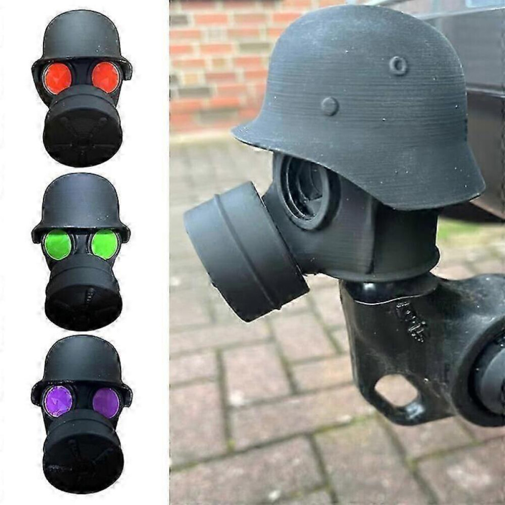 (BLACK)Trailer Hitch Cover With Steel Helmet And Gas Mask 3D Printed Trailer Hitch Ball Cover Prevent Receiver Tube From Rusting-Good