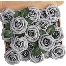 Blush Artificial Flowers, 25pcs Fake Flowers with Stems for DIY Wedding Bridesmaid Bridal Bouquets Centerpieces Party