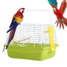 Genérico Cage Small Exotic Bird Cage Portable Travel Carrier for Small Birds Cockatiels with Iron Handle and Compact Design