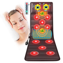Massage Mat with Vibration and Twist Massage, Adjustable Pillow Height, Full Body Pain Relief Mat in Leather