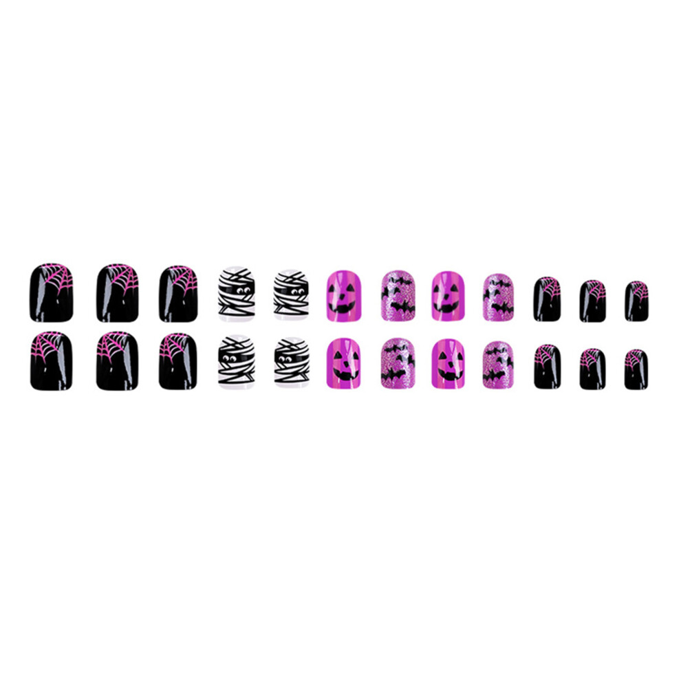 24x Artificial Nails Halloween Press On Nails Short Square Full