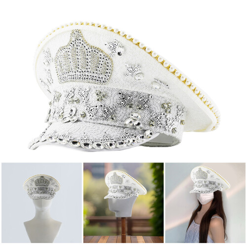 Shining Sequined Crown Caps Theme Party Rhinestones Studded Hat 1