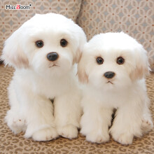(Size M and L (2 pieces)) Maltese Dog Plush Dolls Stuffed Animal Pets