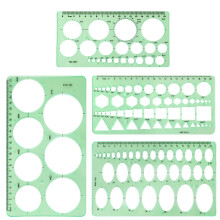 4pcs Plastic Circle Template Set for Drawing, Geometric Stencils for Architectural Design, Green, Premium Quality