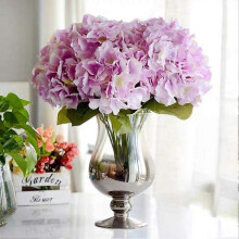 3PCS Artificial Flowers Hydrangeas Flowers Silk Bouquet for Wedding Bridal Office Home Party Decoration purple