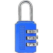 Keyless 3-digit combination padlock easy to set up your own combination padlock for mini box, luggage, suitcase. blue.