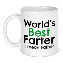 World's Best Farter Mug for Dad, Funny Father's Day Gift, White Ceramic Coffee Cup, Perfect for First Father's Day