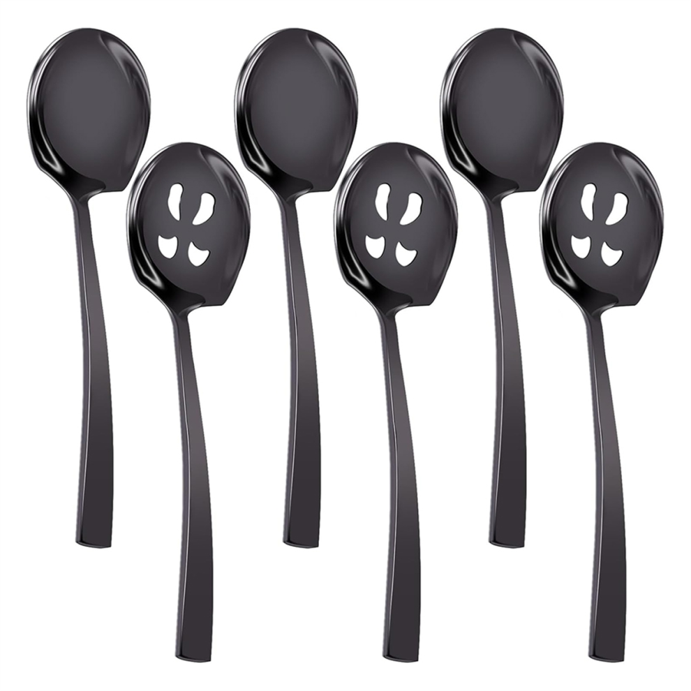 6pcs Serving Spoons and Slotted Spoons Set,9inch Serving Utensils Set-image-OPC-PKBWHKB-NEW