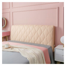 Quilted Headboard Slipcover 150cm Beige Velvet Fabric Dustproof Protector for Dormitory & Bedroom Universal Fit