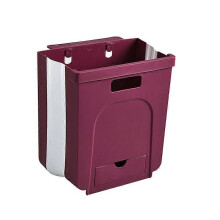 Foldable Kitchen Trash Can 10L Hanging Trash Bin for Cabinet Car Kitchen Door Drawer Bedroom Dormitory, 2PCS,Red