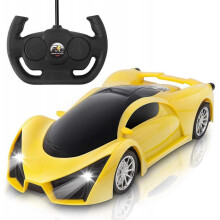 Remote Control Car, 1/16 Scale High Speed Racing Toy Vehicle, Yellow Electric Sports Toy Car with LED Headlight,  Birthday Toy Gifts for Boys Kids