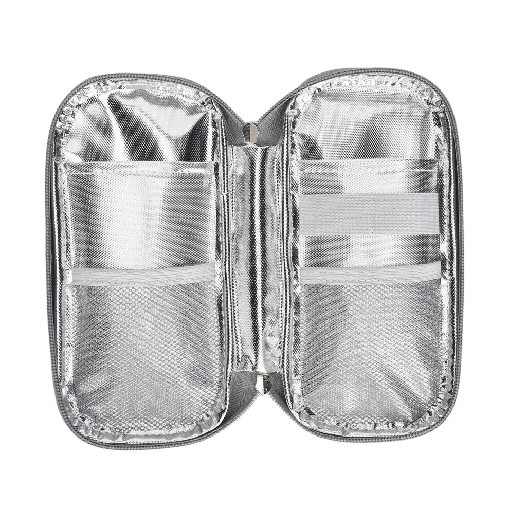 Grey Portable Insulin Cooler Bag For Pens And Supplies, Eva Compact Travel Case