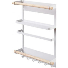 Hanging Shelf Shelf Fridge Storage with Suction Cups Spice Rack Wall Mounted Shelf Kitchen Storage Herb Freestanding Spice Shelf(White)