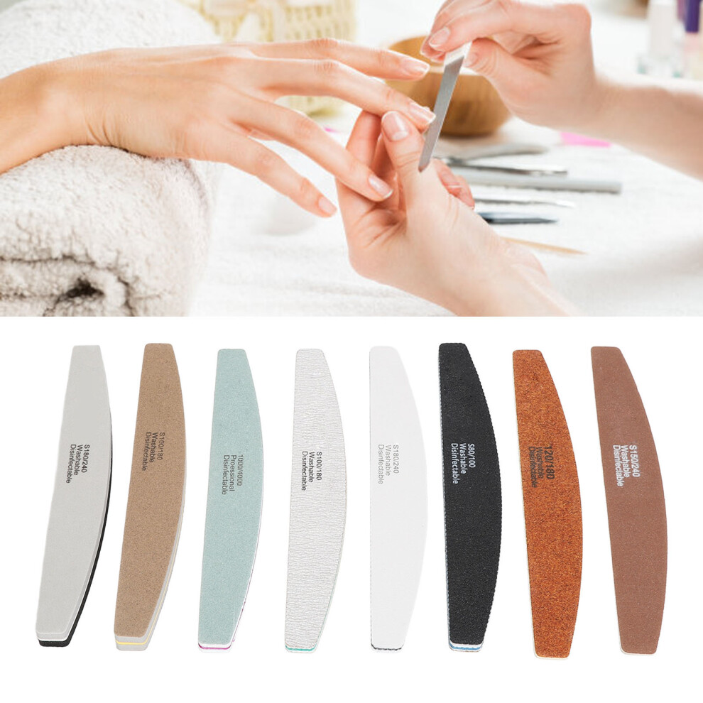 8pcs Half Moon Nail Files Set, Professional Sand Bar Nail Filing Tool