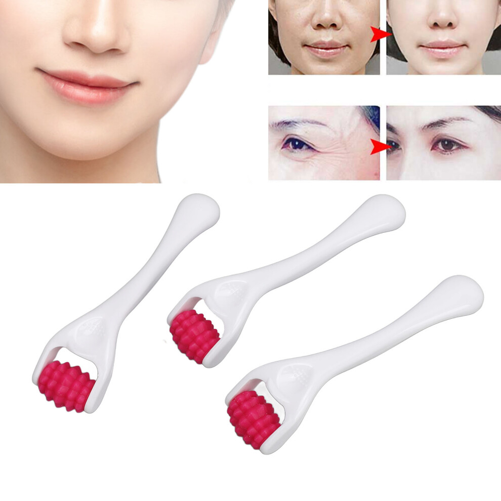 3 Pcs Rose Red Facial & Eye Muscle Massage Rollers - Deep Relaxation