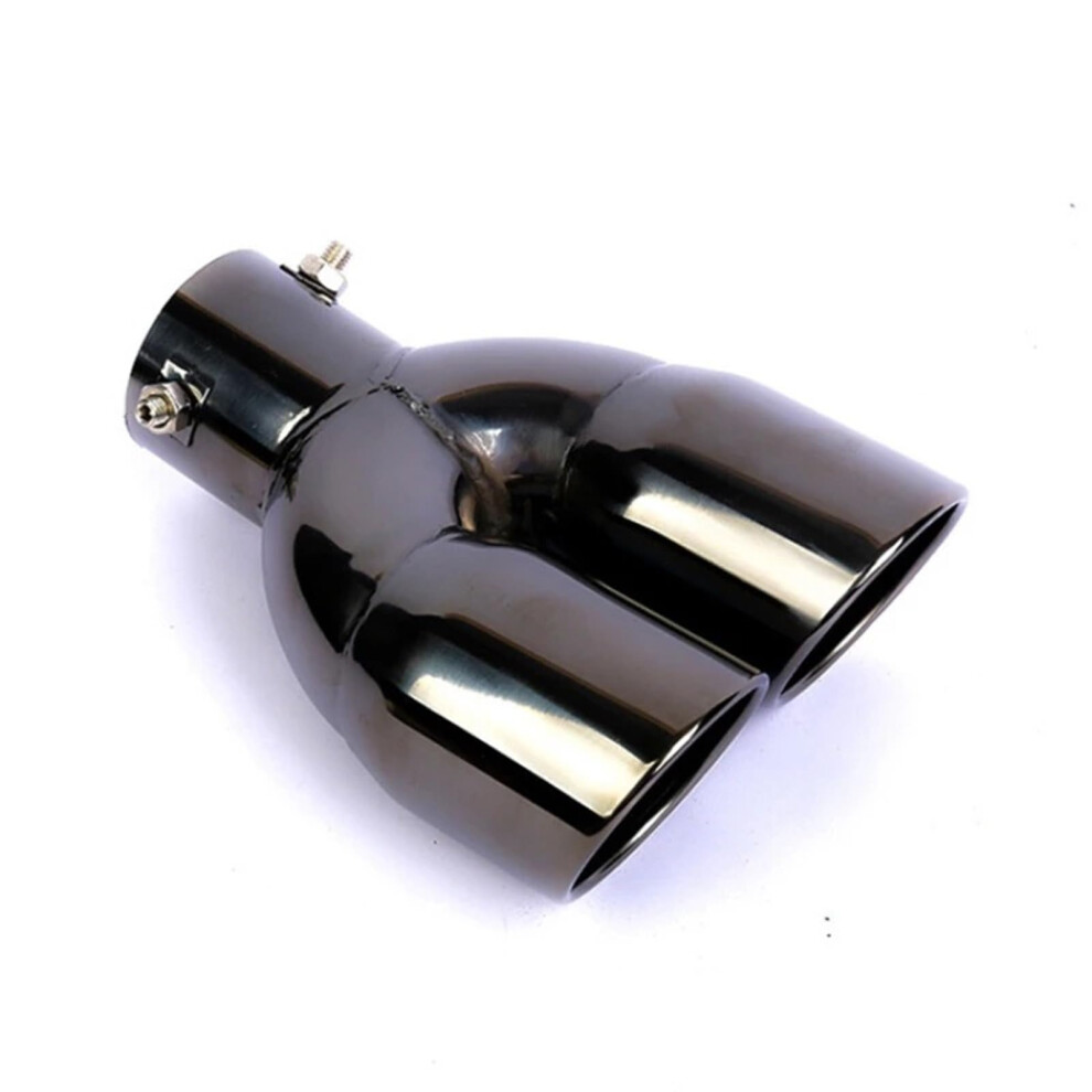 Exhaust Hose Universal 2.5" Double-Barrel Muffler Tip Tailpipe Stainless Steel Outlet Vent Hose Black 6038364331441