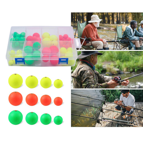 60Pcs Fishing Float Set Plastic Round Shape Water Bubble Float 1