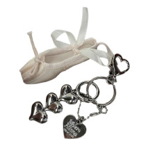 Ballet Shoe and Heart Charm Key Ring Lightweight Handmade Phone
