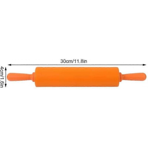 Rolling Pin, Colorful Silicone Rolling Pin Restaurant Homemade Bread Cookie Dough Rolling Tool(Orange) 1
