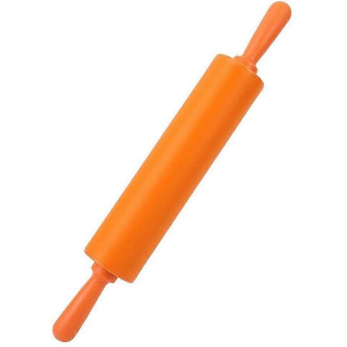Rolling Pin, Colorful Silicone Rolling Pin Restaurant Homemade Bread Cookie Dough Rolling Tool(Orange)