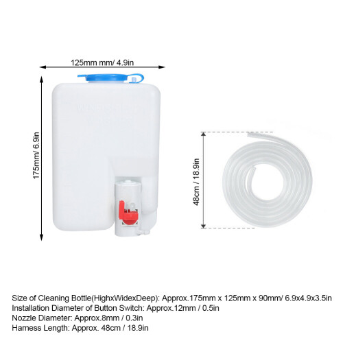 12V Windshield Washer Bottle Kit, Plastic, Size: approx.175mmx125mmx90mm 2