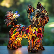Hand-Painted Art Resin Night Light for Yorkshire Terrier Lamp Dog Collection