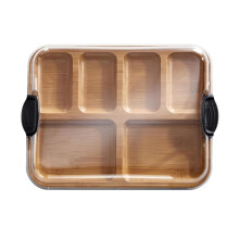 15x11 Bamboo Cutting Board with Locking Lid, 6-Compartment Charcuterie Cheese Board, Reusable Snack Serving Tray