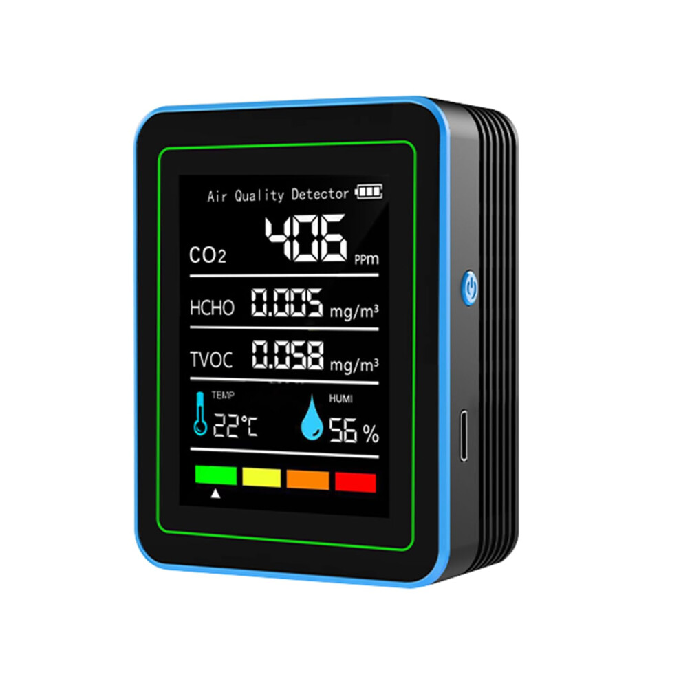 Black/Blue Air Monitors Co2 Tvoc Formaldehyde Humidity Temperature Detector For Home Office School And Model