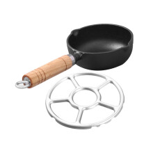 Small Cast Iron Cooking Pot with Nonstick Surface, Compact Butter Melting Pan for Sauces, Hot Oil, and Frying